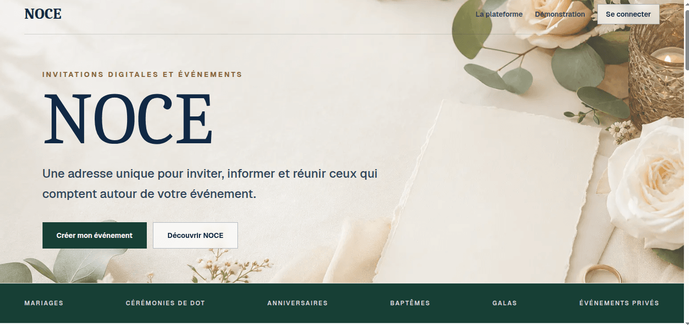 Capture de la plateforme NOCE